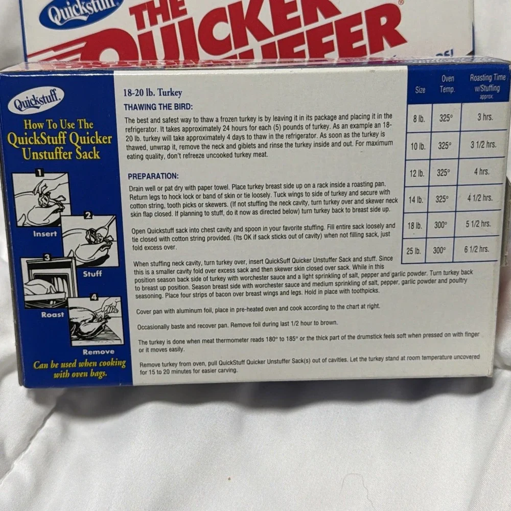 (2) Vintage Quickstuff The Quicker Unstuffer Stuffing Sacks & Ties 9.5